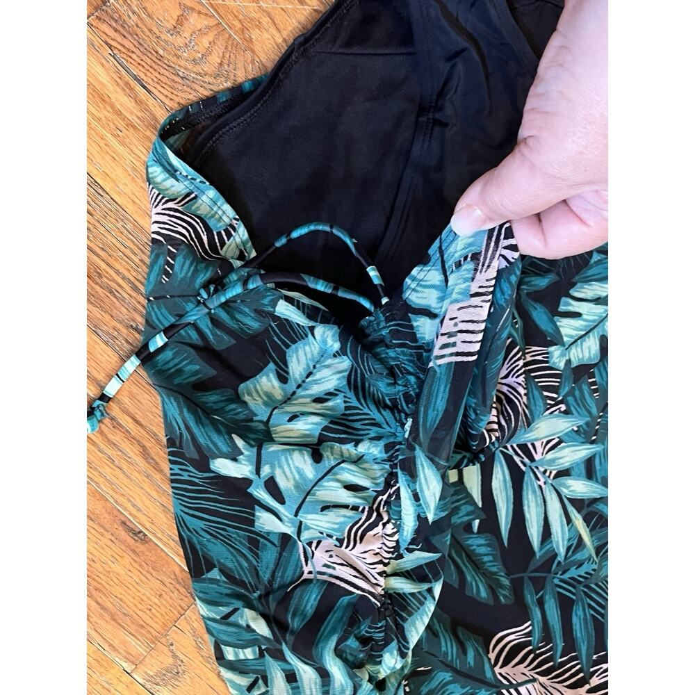 Cacique Blue Leaf Print One Piece Swimsuit - Picture 4 of 14